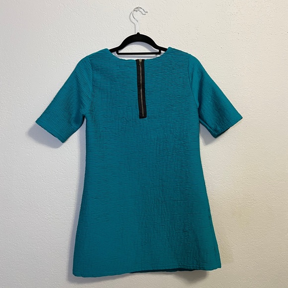 River Island | Formal Short Sleeve Textured Mini Dress in Aqua Blue - Picture 6 of 6